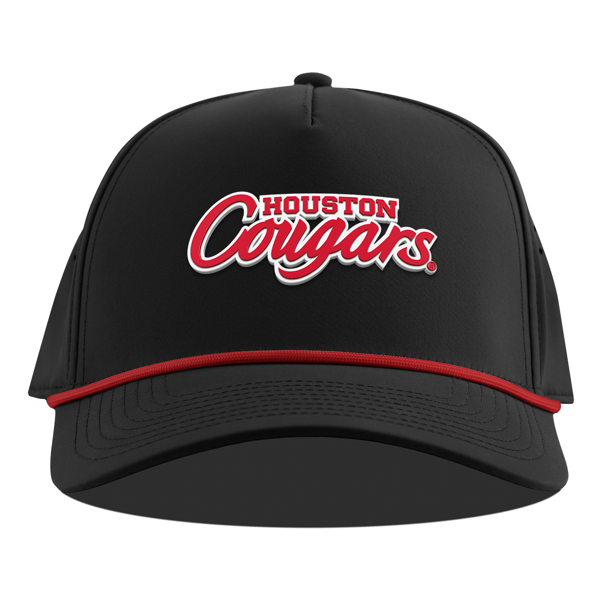 University of Houston "Houston Cougars" Curved 5 Panel Rope Black + Red Rope