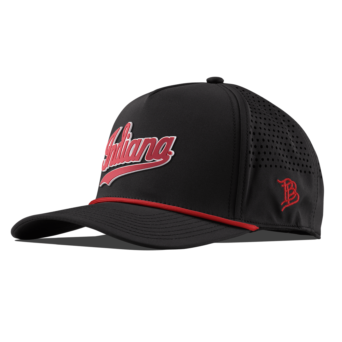 Indiana University "Indiana Script" Curved 5 Panel Rope Black + Red Rope