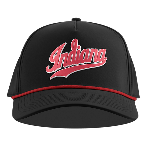 Indiana University "Indiana Script" Curved 5 Panel Rope Black + Red Rope