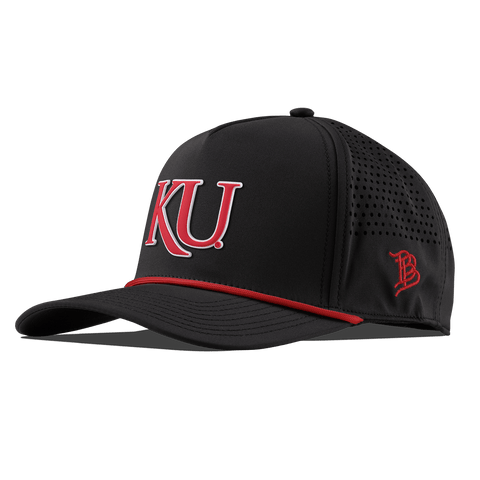 University of Kansas "KU Block" Curved 5 Panel Rope Black + Red Rope