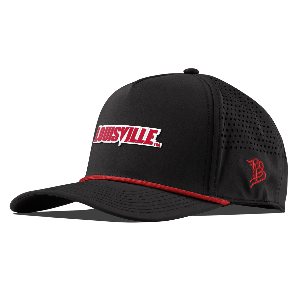 University of Louisville "Louisville Block" Curved 5 Panel Rope Black + Red Rope
