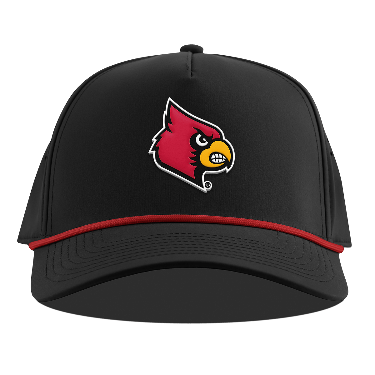 University of Louisville "Louisville Team Logo" Curved 5 Panel Rope Black + Red Rope