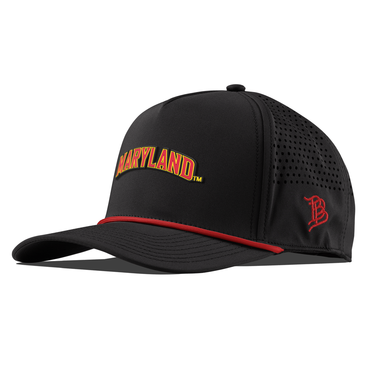 University of Maryland "Maryland Block" Curved 5 Panel Rope Black + Red Rope