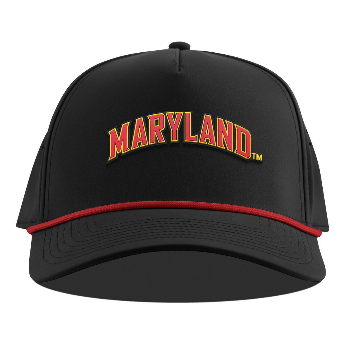 University of Maryland "Maryland Block" Curved 5 Panel Rope Black + Red Rope