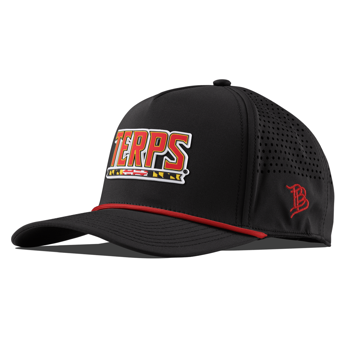 University of Maryland "Maryland Terps" Curved 5 Panel Rope Black + Red Rope