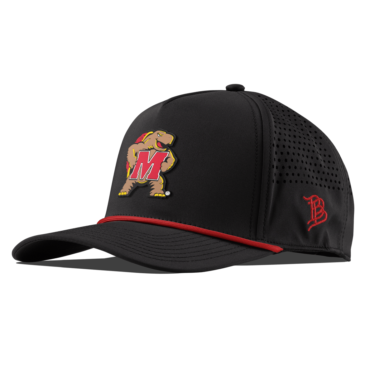 University of Maryland "Maryland Terrapin Team Logo" Curved 5 Panel Rope Black + Red Rope