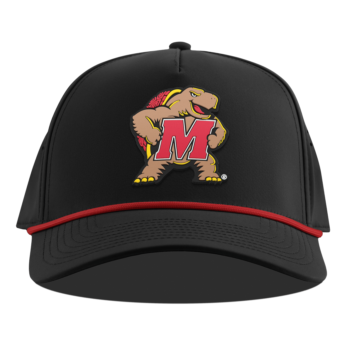 University of Maryland "Maryland Terrapin Team Logo" Curved 5 Panel Rope Black + Red Rope