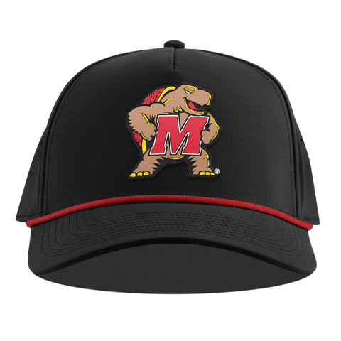 University of Maryland "Maryland Terrapin Team Logo" Curved 5 Panel Rope Black + Red Rope