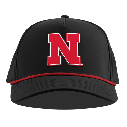 University of Nebraska "Nebraska Team Logo" Curved 5 Panel Rope Black + Red Rope