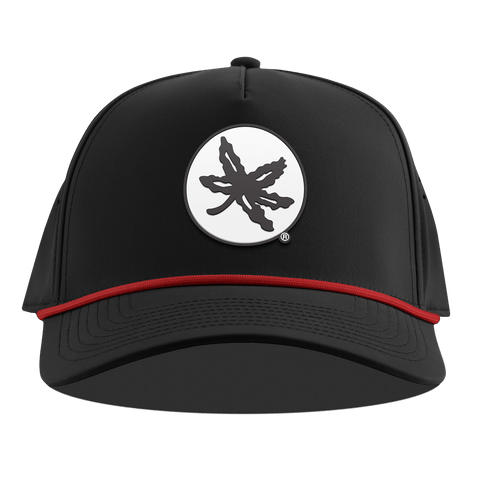 Ohio State University "OSU Buckeye Logo" Curved 5 Panel Rope Black + Red Rope