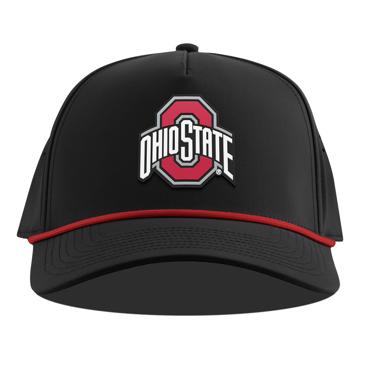 Ohio State University "Ohio State Gray Team Logo" Curved 5 Panel Rope Black + Red Rope