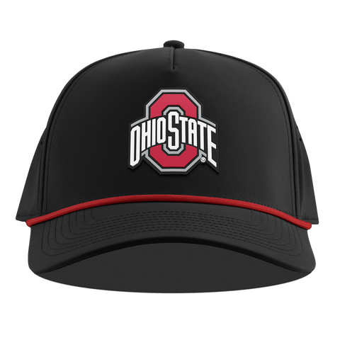 Ohio State University "Ohio State Gray Team Logo" Curved 5 Panel Rope Black + Red Rope
