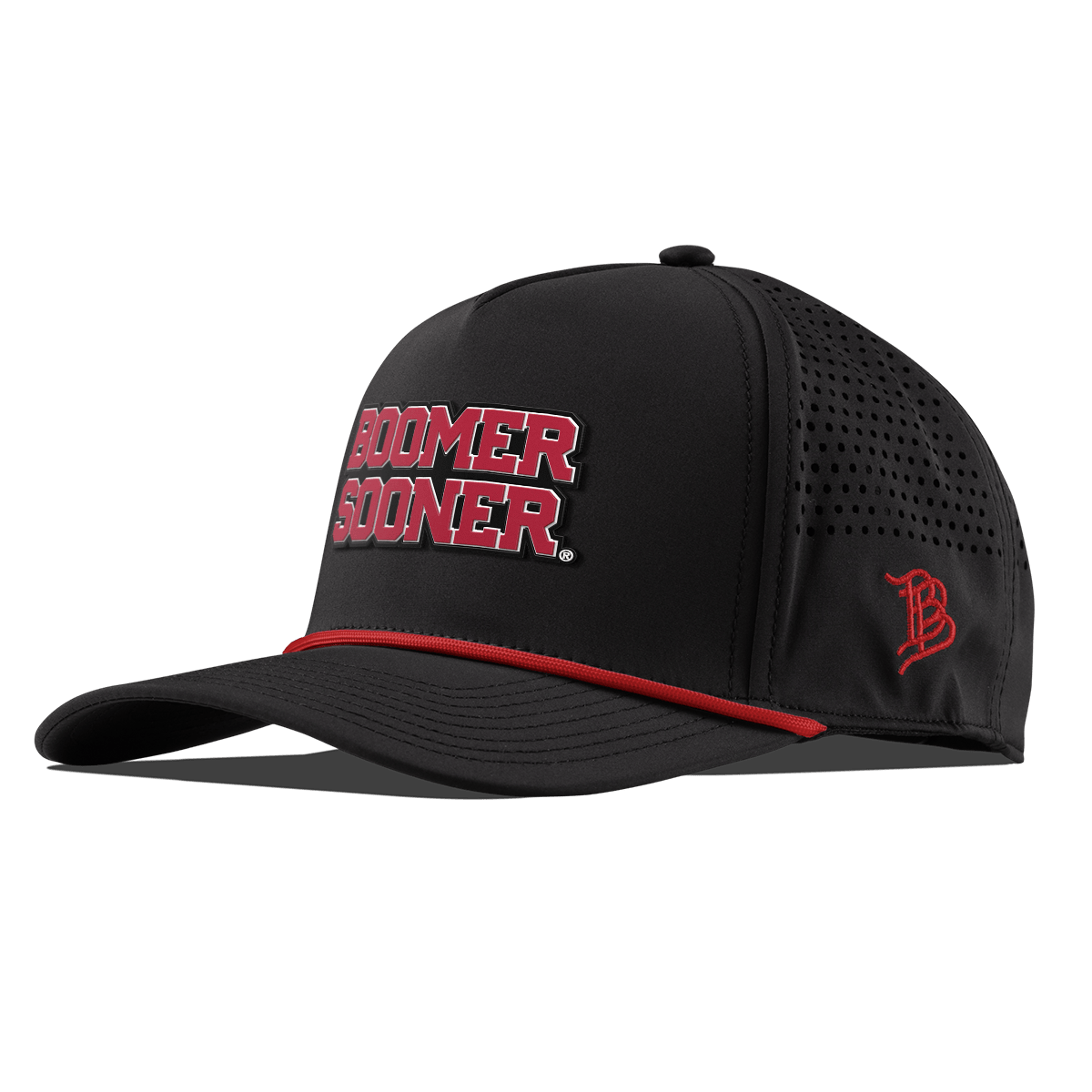 University of Oklahoma "Oklahoma Block" Curved 5 Panel Rope Black + Red Rope