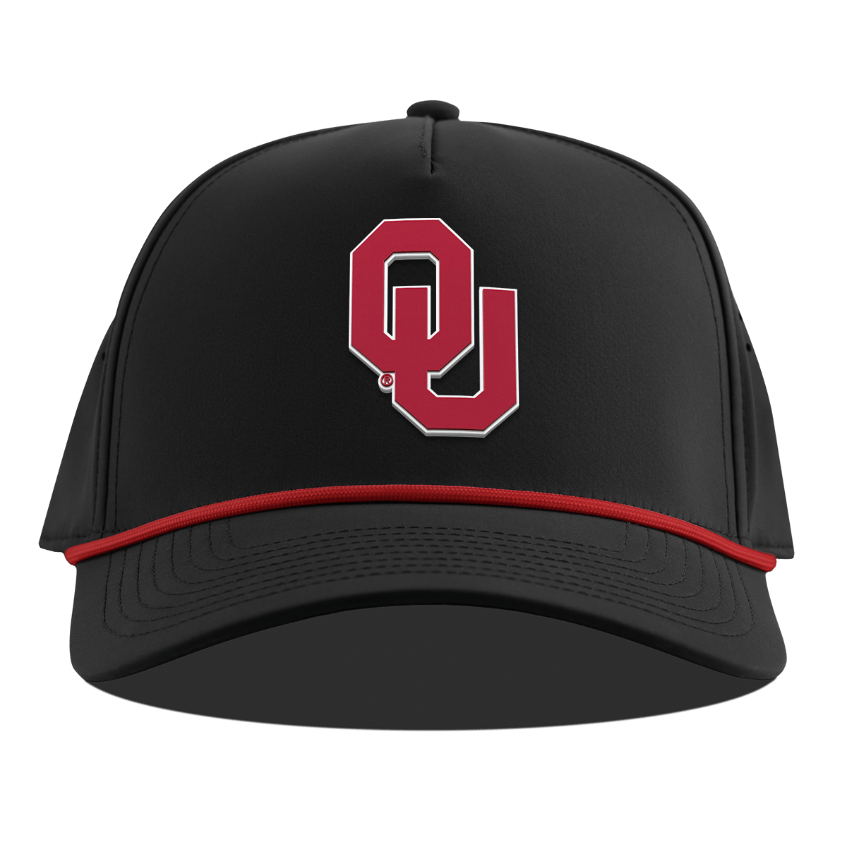 University of Oklahoma "Oklahoma Team Logo" Curved 5 Panel Rope Black + Red Rope