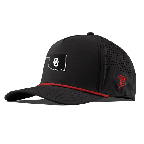University of Oklahoma "Oklahoma Vintage Series" Curved 5 Panel Rope Black + Red Rope