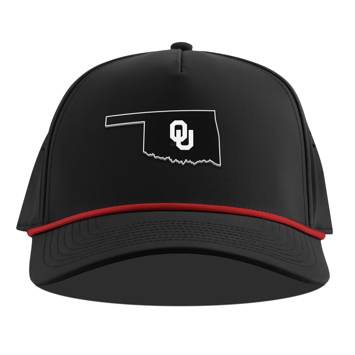 University of Oklahoma "Oklahoma Vintage Series" Curved 5 Panel Rope Black + Red Rope