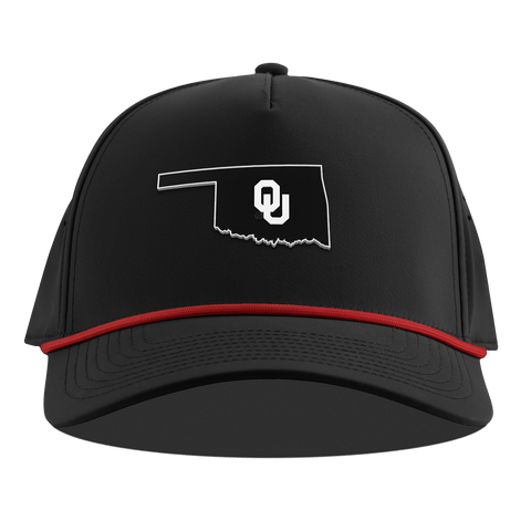 University of Oklahoma "Oklahoma Vintage Series" Curved 5 Panel Rope Black + Red Rope