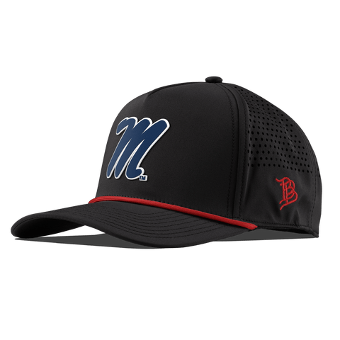 University of Mississippi "Ole Miss Block M Navy" Curved 5 Panel Rope Black + Red Rope