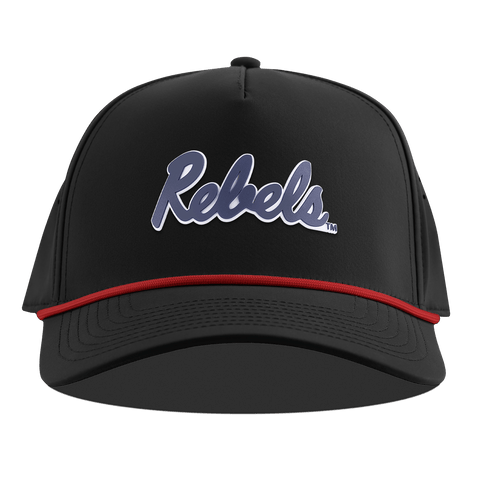 University of Mississippi "Ole Miss Navy Rebels" Curved 5 Panel Rope Black + Red Rope