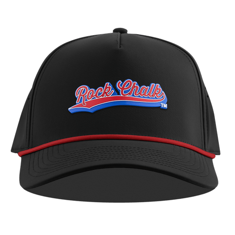 University of Kansas KU "Rock Chalk Red and Blue Script" Curved 5 Panel Rope