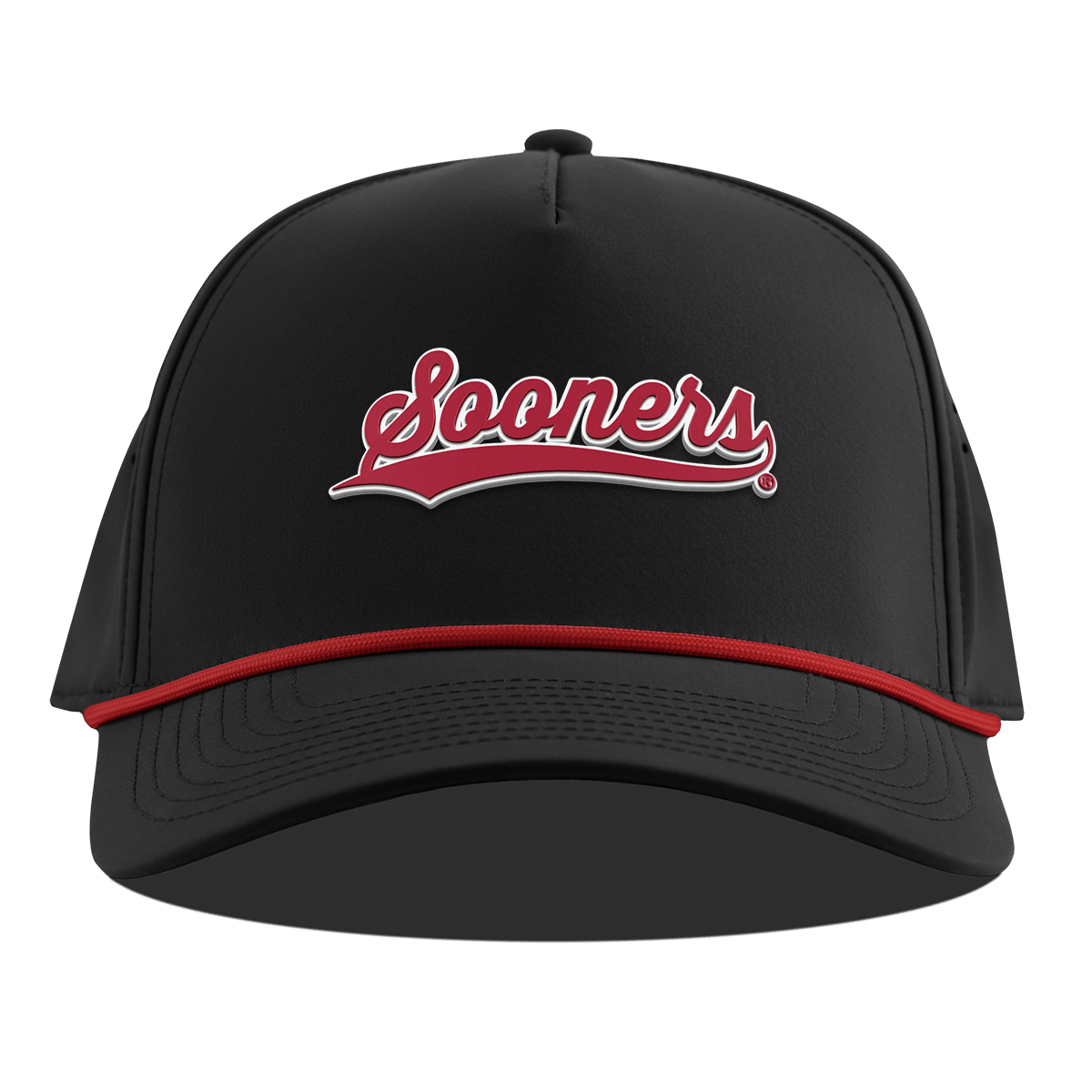 University of Oklahoma "Sooners Script" Curved 5 Panel Rope Black + Red Rope
