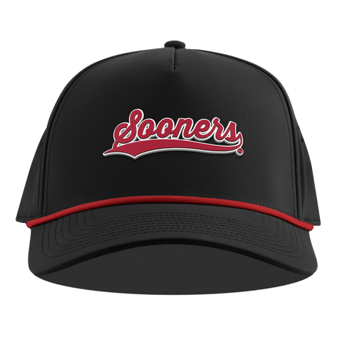 University of Oklahoma "Sooners Script" Curved 5 Panel Rope Black + Red Rope