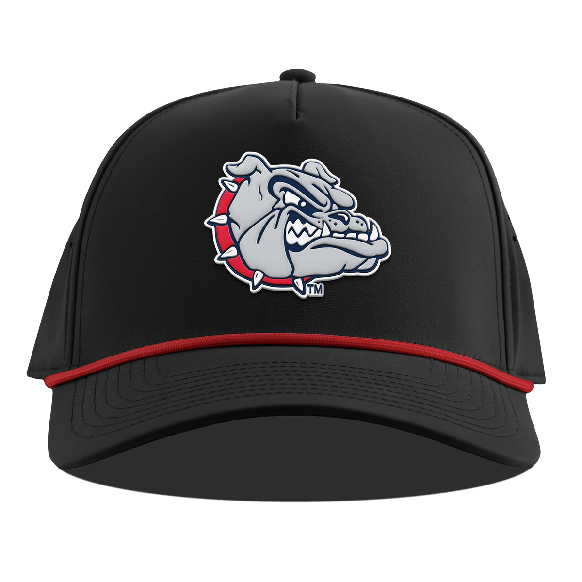 Gonzaga University "Spike The Bulldog" Curved 5 Panel Rope Black + Red Rope