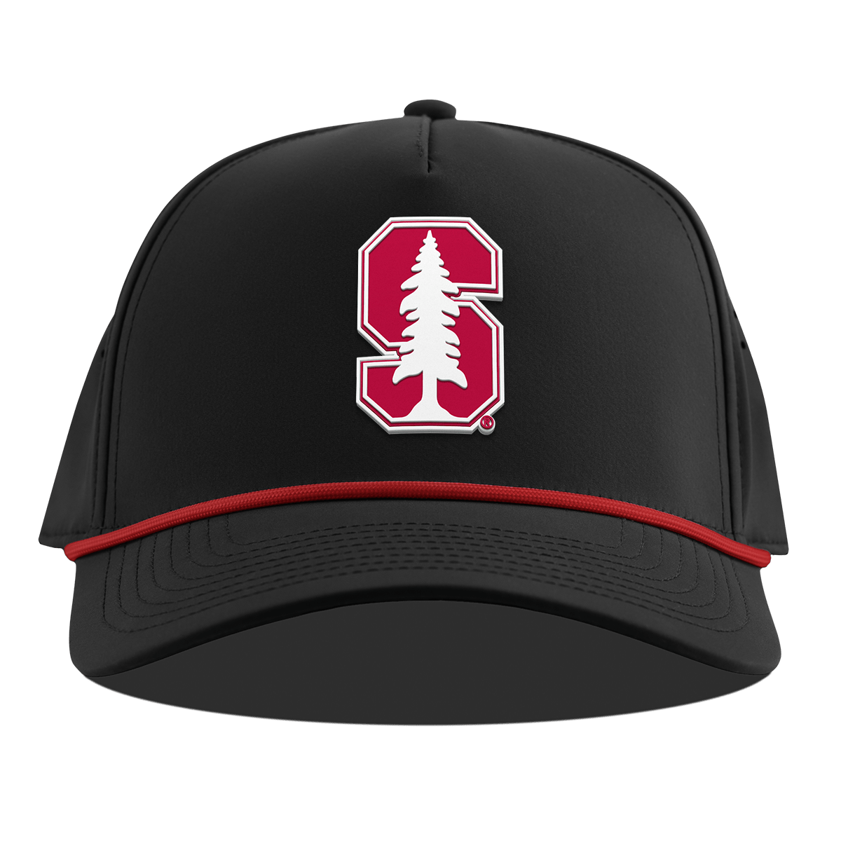Stanford University "Stanford Team Logo" Curved 5 Panel Rope Black + Red Rope