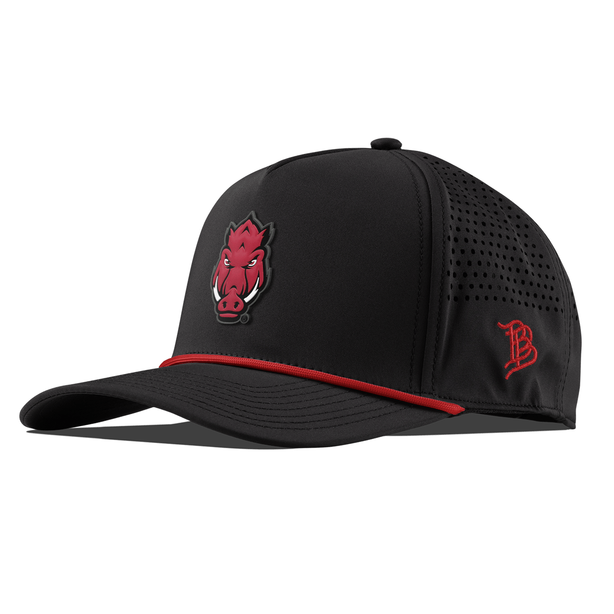 University of Arkansas "Tusk" Curved 5 Panel Rope Black + Red Rope