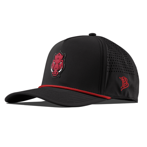 University of Arkansas "Tusk" Curved 5 Panel Rope Black + Red Rope