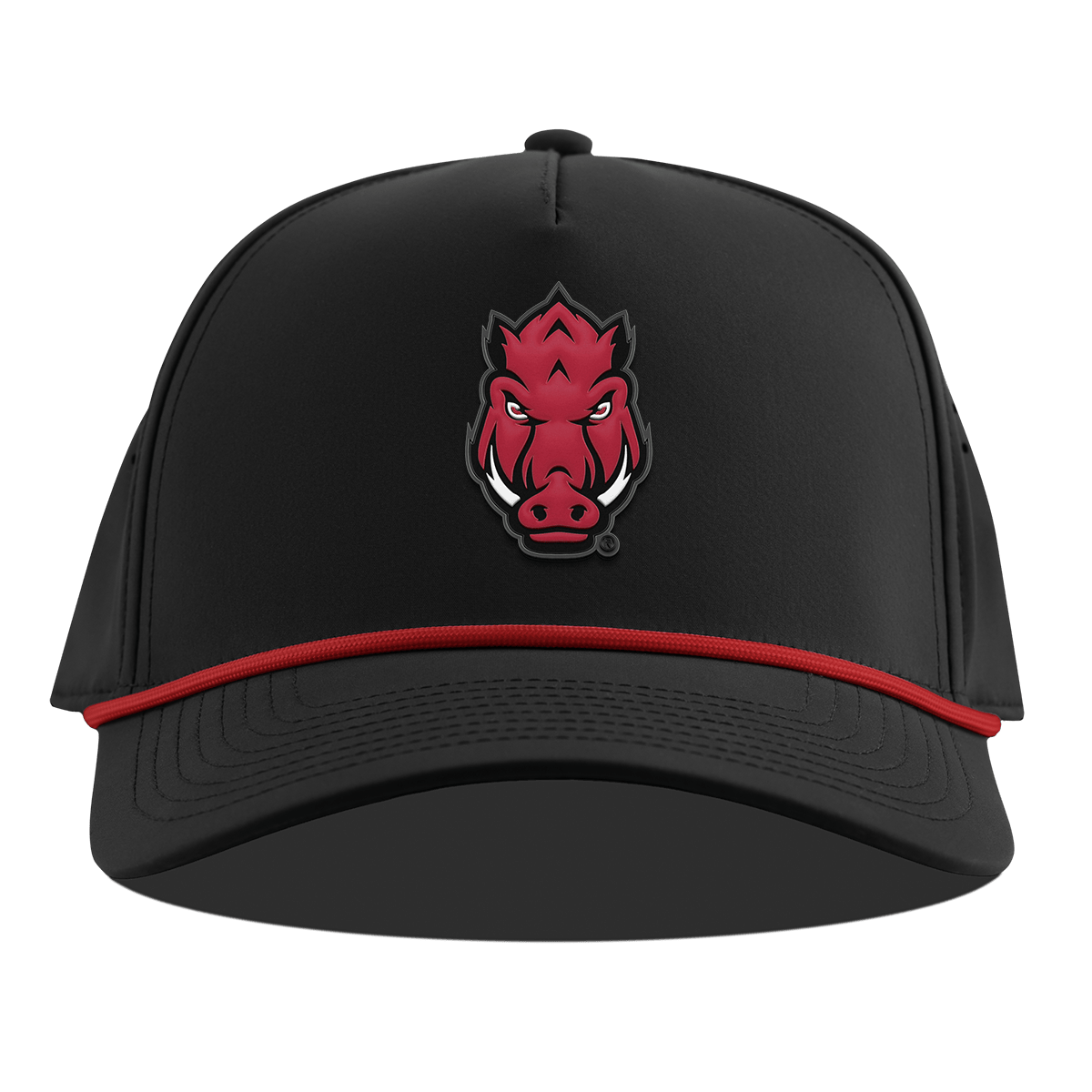 University of Arkansas "Tusk" Curved 5 Panel Rope Black + Red Rope