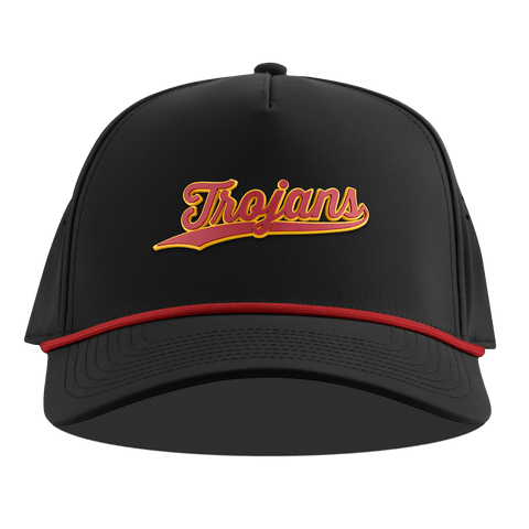 University of Southern California "USC Trojans Script" Curved 5 Panel Rope Black + Red Rope