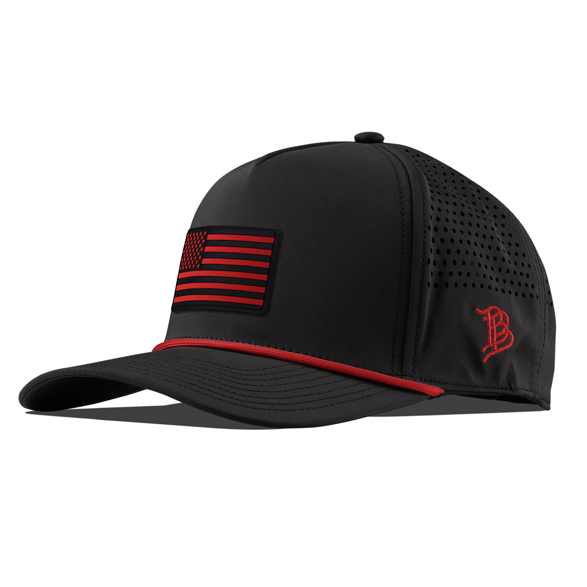 United Old Glory Curved 5 Panel Rope Black + Red Rope
