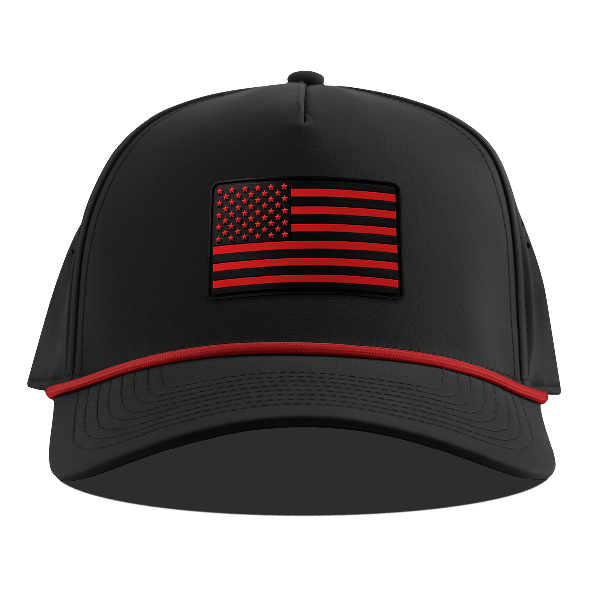 United Old Glory Curved 5 Panel Rope Black + Red Rope