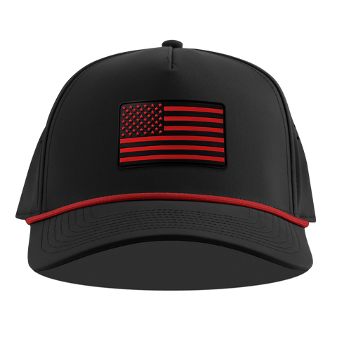 United Old Glory Curved 5 Panel Rope Black + Red Rope