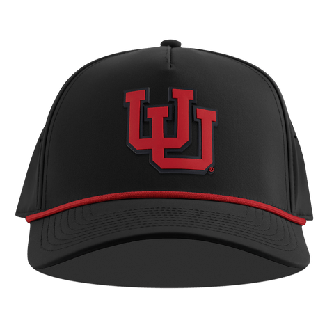 University of Utah "Utah Block" Curved 5 Panel Rope Black + Red Rope