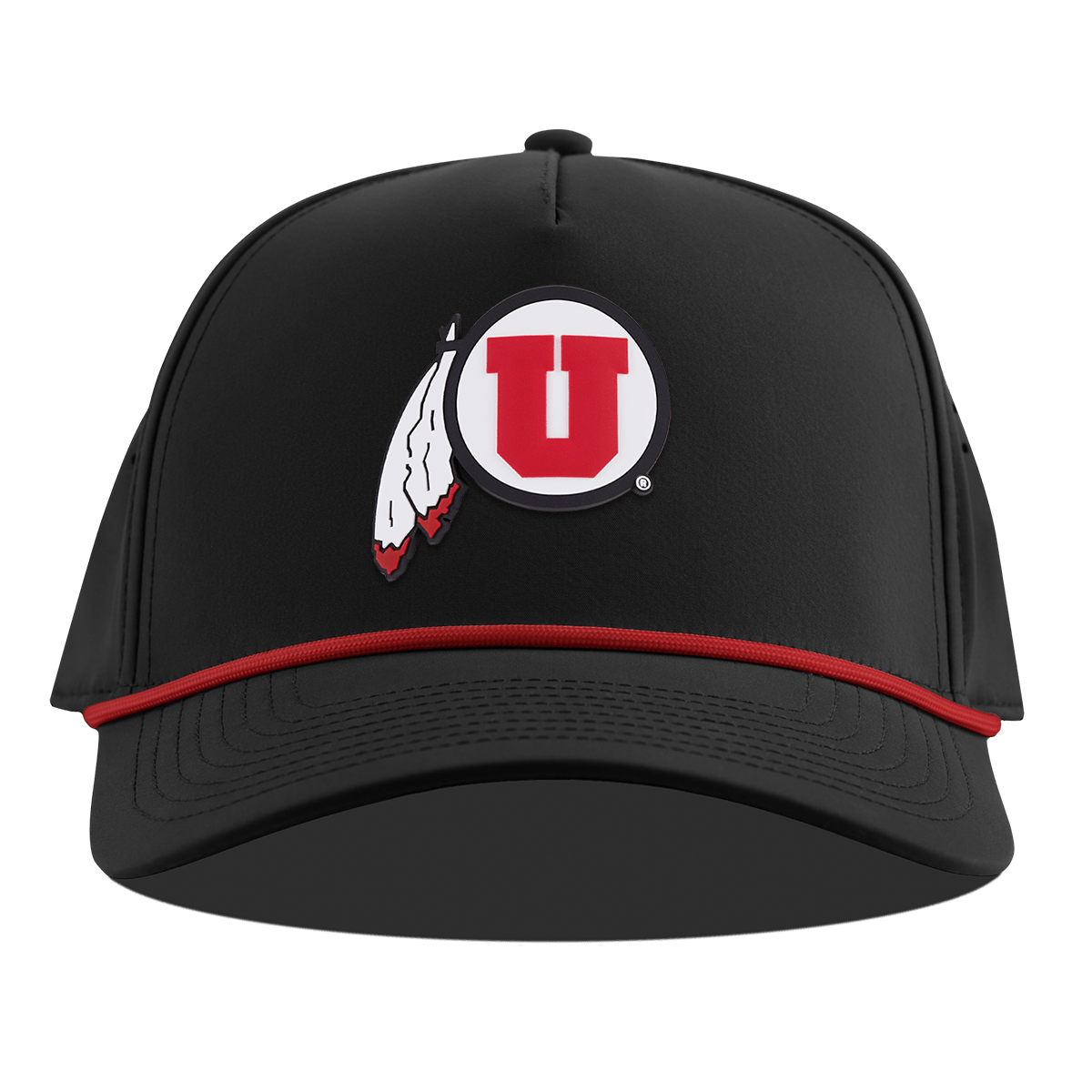 University of Utah "Utah Team Logo" Curved 5 Panel Rope Black + Red Rope