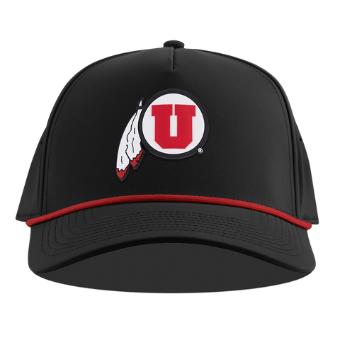 University of Utah "Utah Team Logo" Curved 5 Panel Rope Black + Red Rope