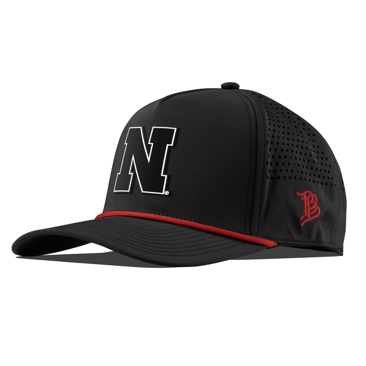 University of Nebraska "Vintage Nebraska Team Logo" Curved 5 Panel Rope Black + Red Rope