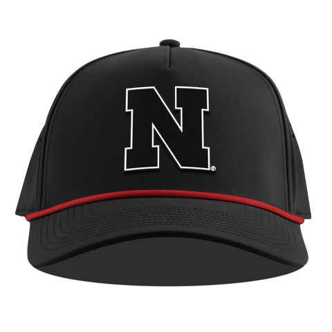 University of Nebraska "Vintage Nebraska Team Logo" Curved 5 Panel Rope Black + Red Rope