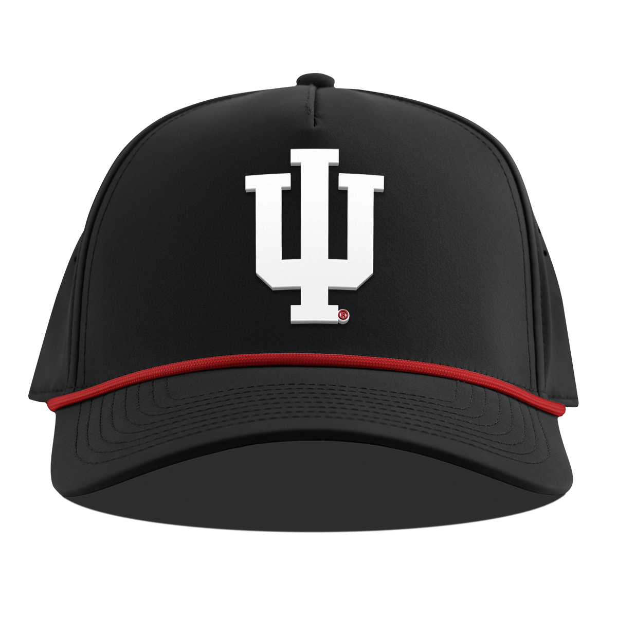 Indiana University "Whiteout Indiana Team Logo" Curved 5 Panel Rope Black + Red Rope