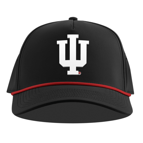 Indiana University "Whiteout Indiana Team Logo" Curved 5 Panel Rope Black + Red Rope