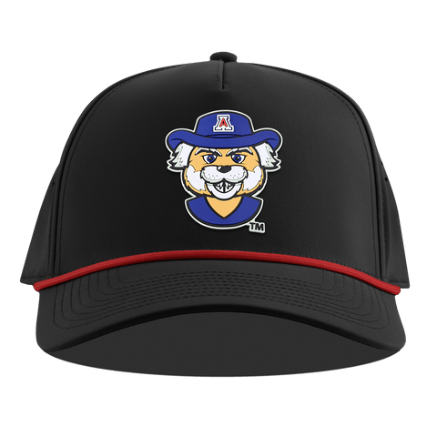 University of Arizona "Wilbur The Wildcat" Curved 5 Panel Rope Black + Red Rope