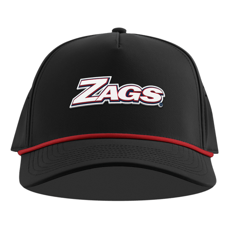 Gonzaga University "Zags Block" Curved 5 Panel Rope Black + Red Rope