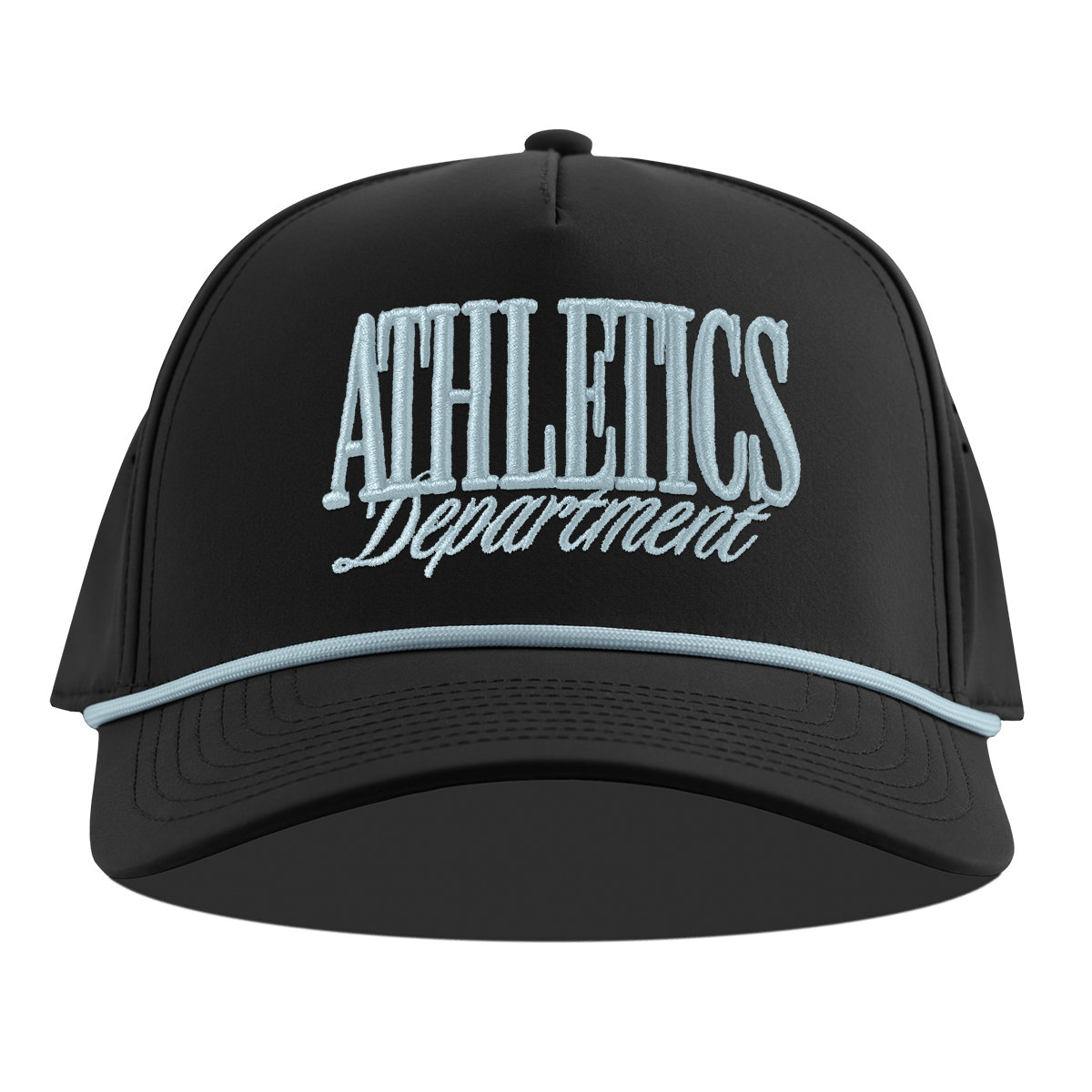 Athletics Department Curved 5 Panel Rope Black + Sky Blue Rope