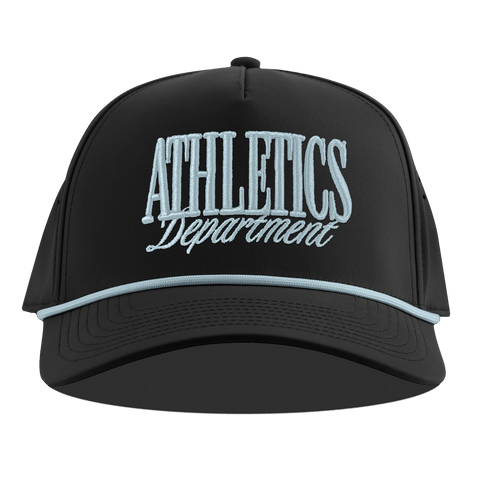 Athletics Department Curved 5 Panel Rope Black + Sky Blue Rope