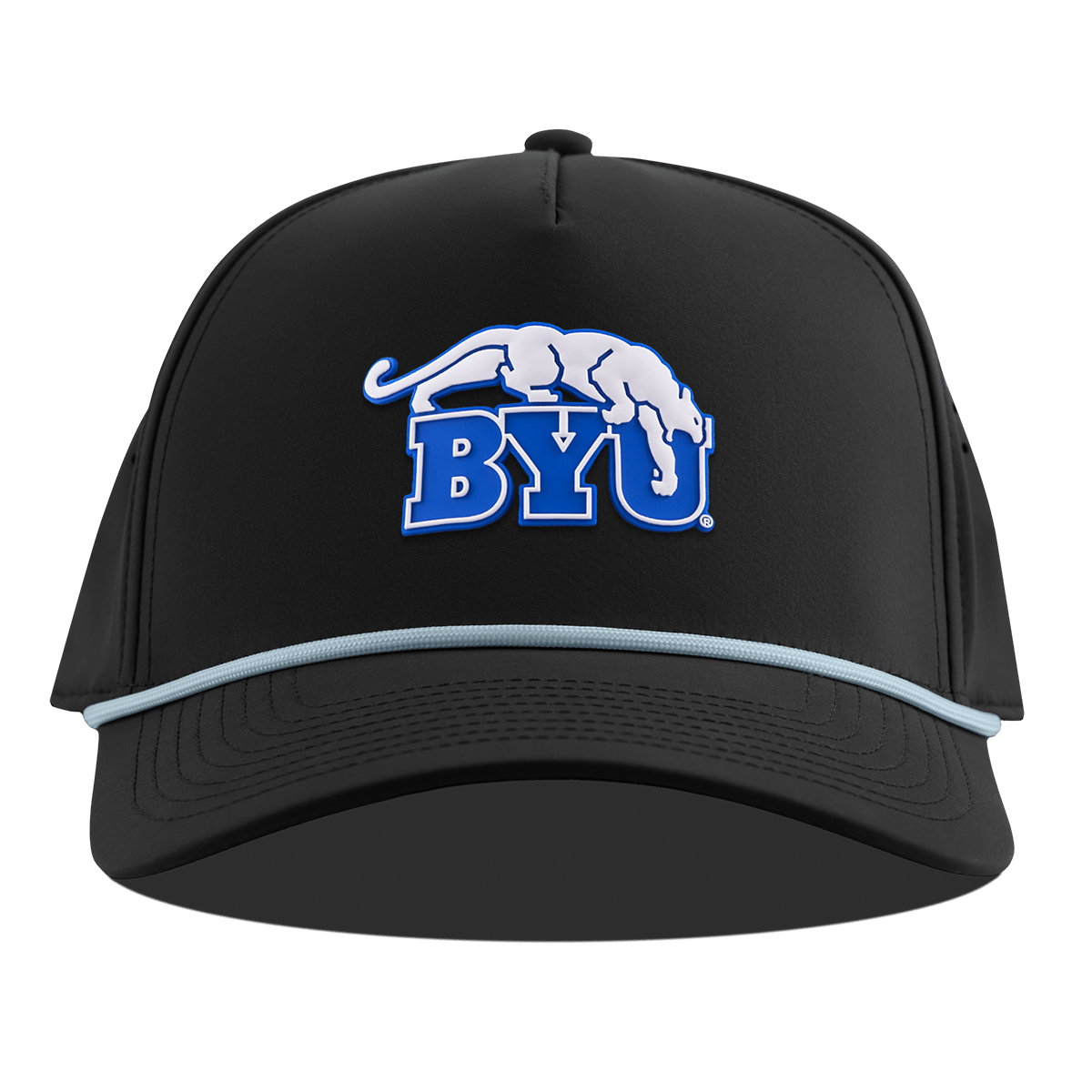 BYU "BYU Cougars" Curved 5 Panel Rope Black + Sky Blue Rope