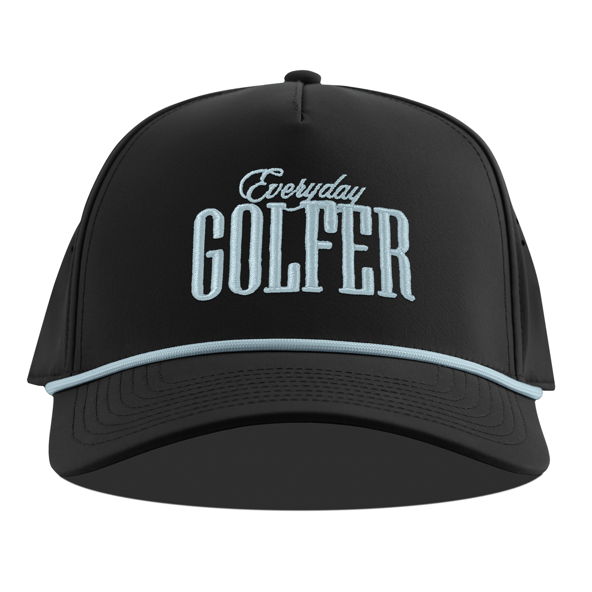 Everyday Golfer Curved 5 Panel Rope Black + Sky Blue Rope