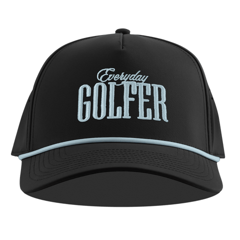 Everyday Golfer Curved 5 Panel Rope Black + Sky Blue Rope