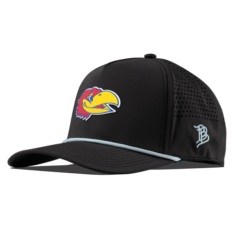 University of Kansas "KU Big Jay" Curved 5 Panel Rope Black + Sky Blue Rope